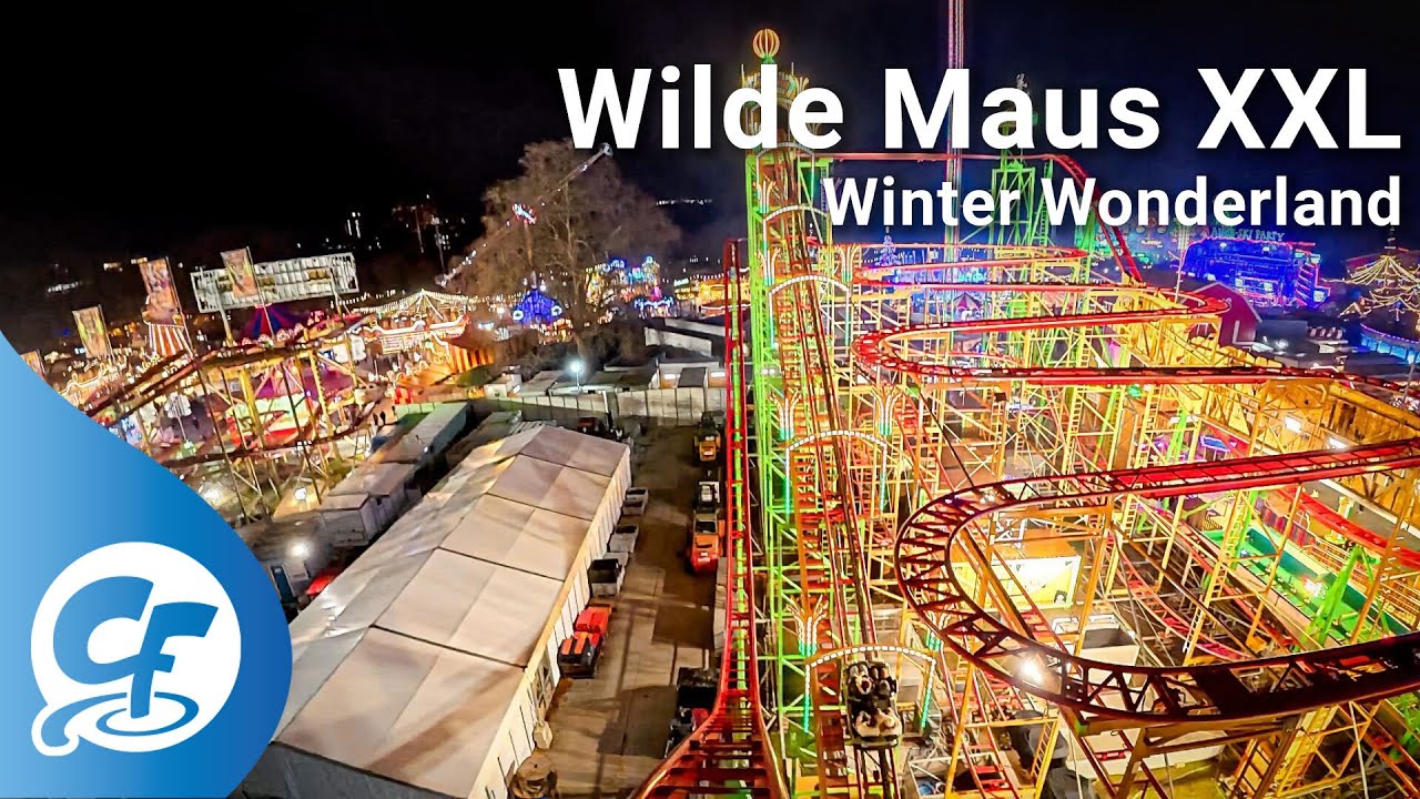 Wilde Maus XXL at night front seat on-ride 4K POV Hyde Park Winter Wonderland Wild Mouse