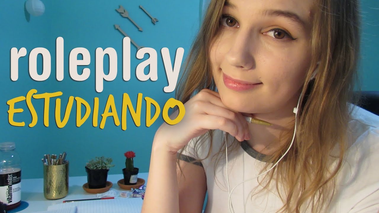 ASMR Roleplay Estudiando (masticando chicle, susurros ininteligibles, sonidos de lápiz)