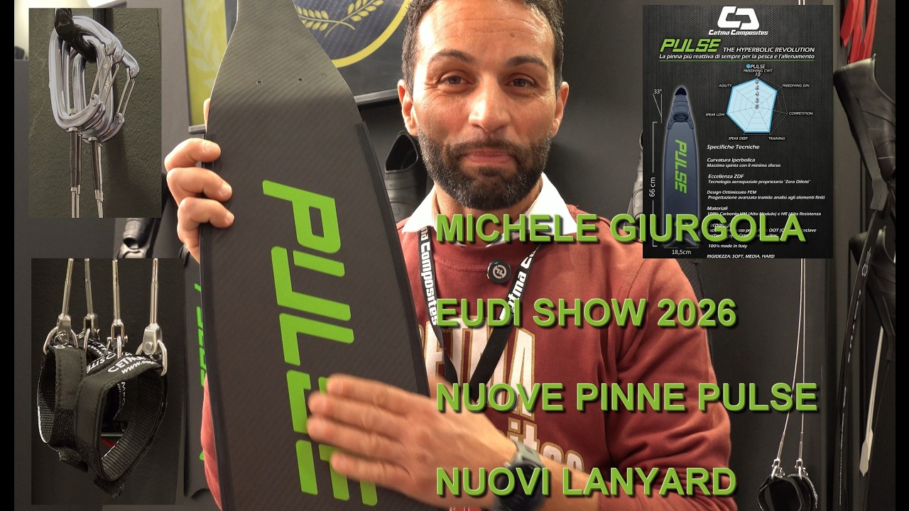 Michele Giurgola presenta le nuove pinne Pulse e i nuovi Lanyard all'EUDI Show 2026