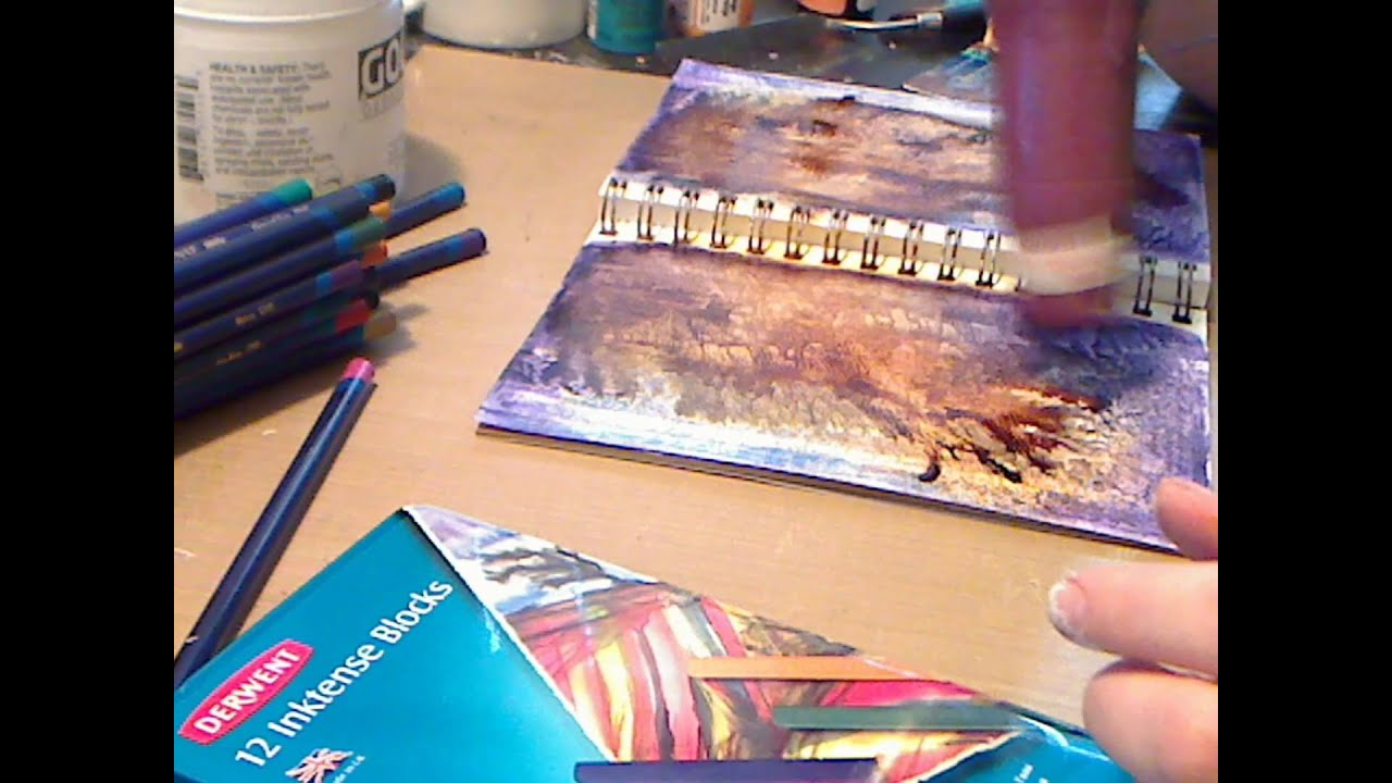 Watercolor Pencils and Inktense Art Journal Background