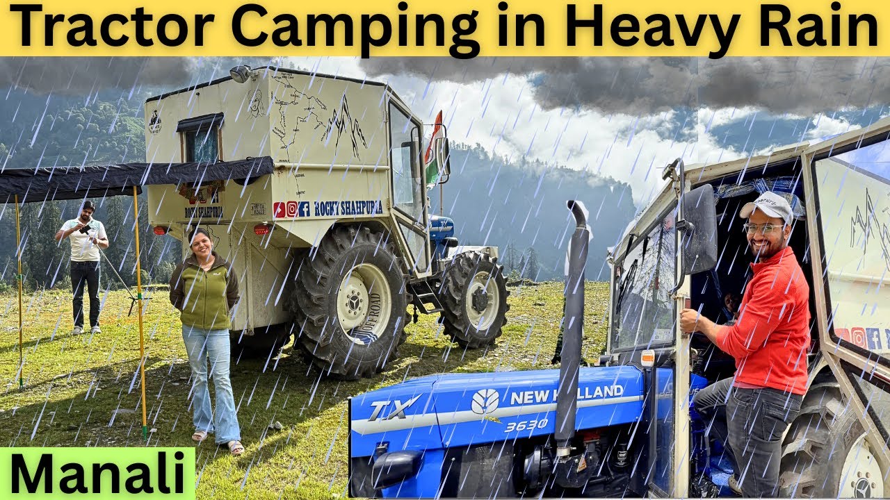 Tractor Camping in Heavy rain in manali ⎥Anjani Mahadev ⎥Solang Valley ⎥Himachal⎥@Rocky Shahpuria