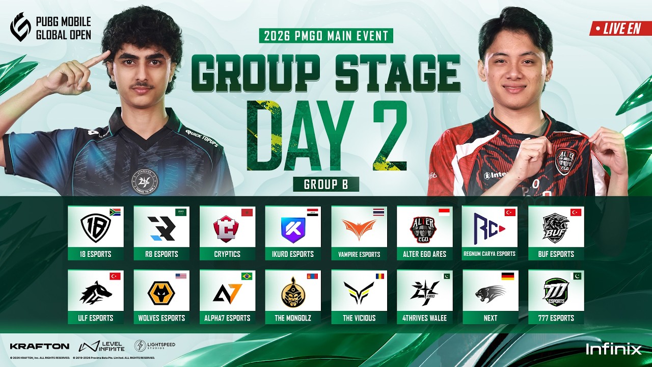 [EN] 2026 PMGO S2 Main Event | Group B | PUBG MOBILE GLOBAL OPEN Season 2