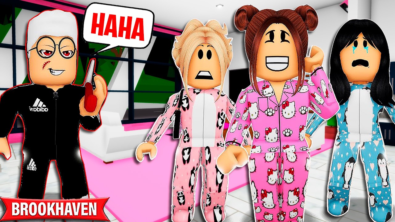 O VIZINHO ESTRANHO INVADIU A NOSSA FESTA DO PIJAMA| Historinhas em Brookhaven RP🏡