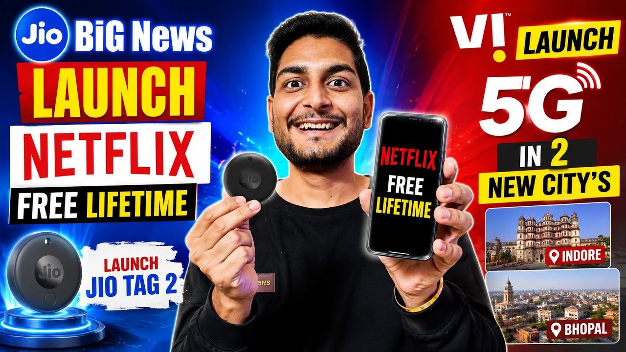 Jio Big News Launch Jio Tag 2 | Launch Lifetime Free Netflix | Vi 3 New City' Launch 5G 