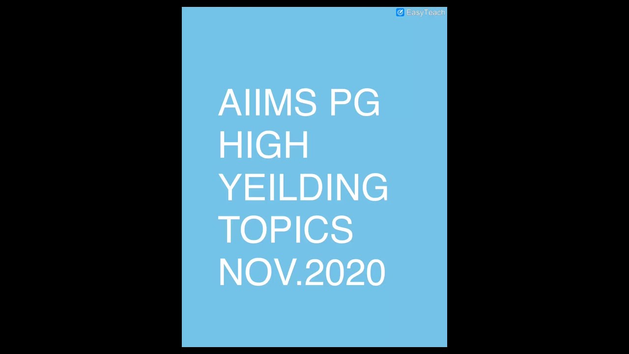 AIIMS pg MEDICINE high yielding topics for nov.2020