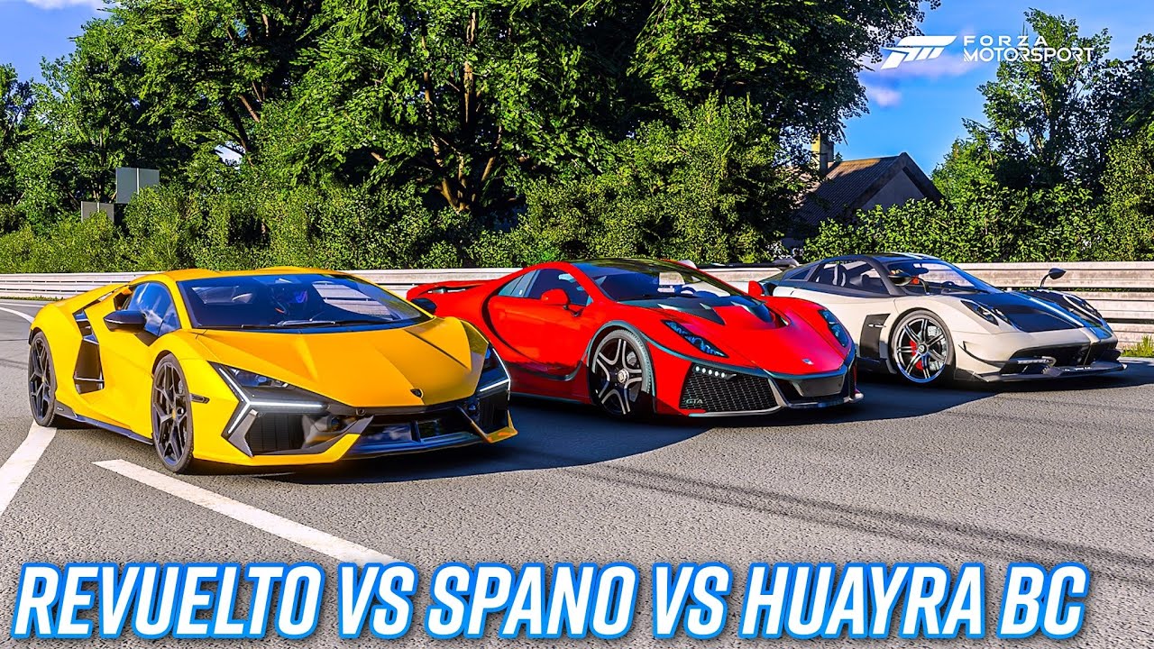 Lamborghini Revuelto vs Pagani Huayra BC vs Spania GTA Spano | Forza Motorsport