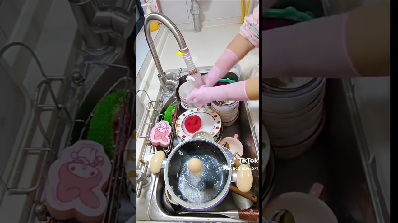 Kitchen clean ASMR dishwasher #minivlog 😋😁😋😁😋