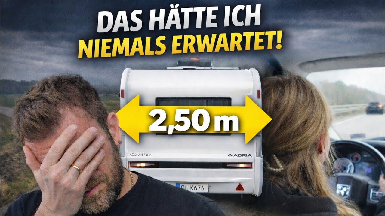So SCHWIERIG fährt sich ein 2,50 m breiter Wohnwagen wirklich! Meine Frau als Anfängerin am Steuer!