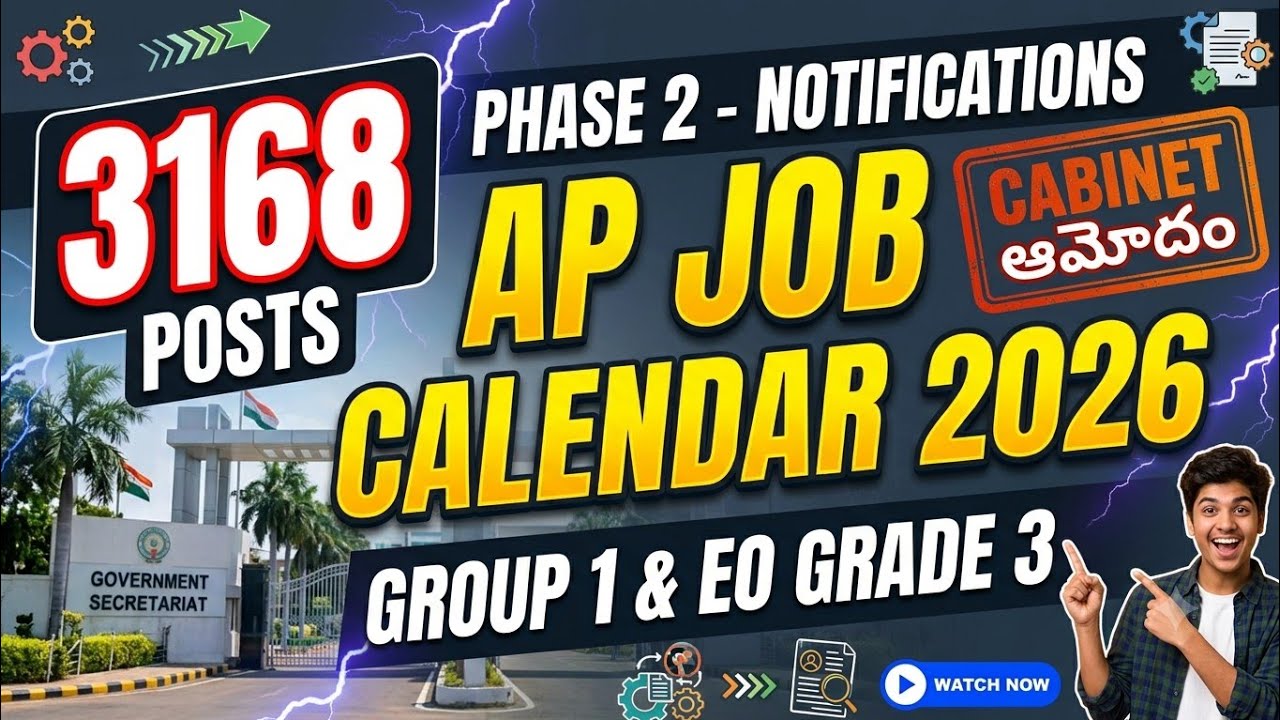 3168 POSTS ,  Ap Job calendar 2026 & Group 1 | EO GRADE 3 Notifications