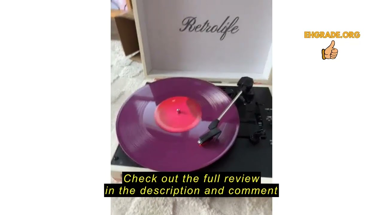 Review Retrolife Vinyl Record Player 3-Speed Suitcase Portable Belt-Driven Record Player with Built-
