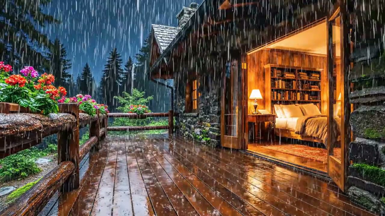 🏚️ Midnight Rain at the Dark Forest Cottage | No Music No Thunder | 3 Hours Sleep