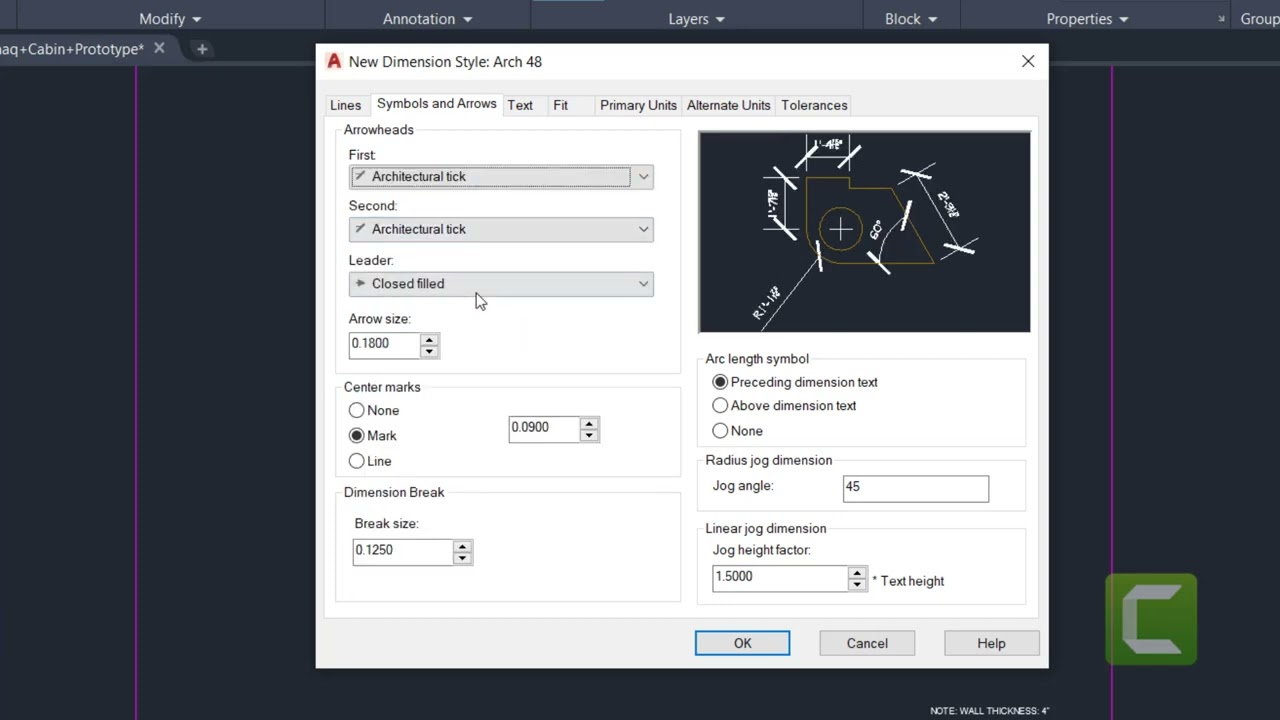 How to use DIMSTYLE and Dimension exterior (US Imperial)