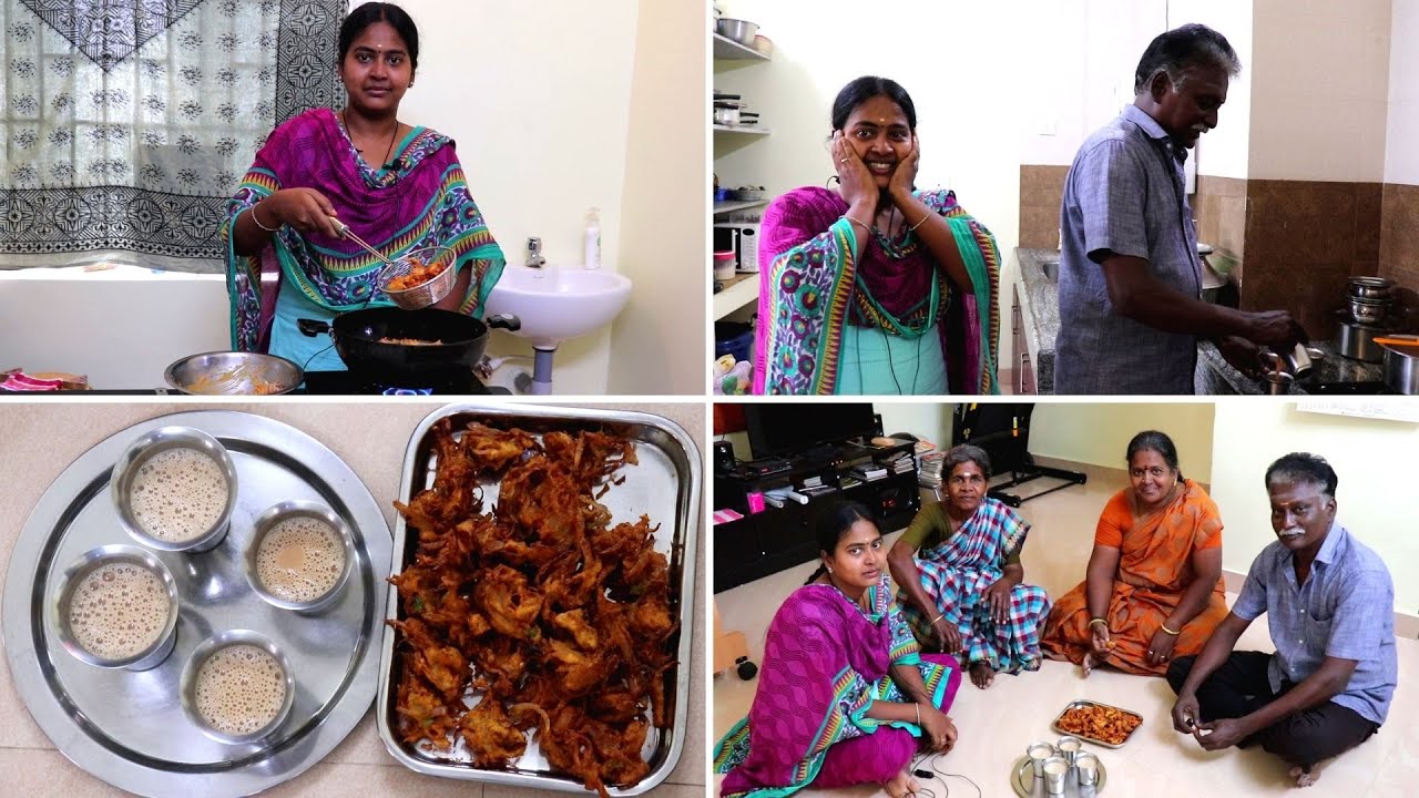 Evening Tea Time Vlog with Family | Onion Pakoda and Ginger Tea | Tamil Vlog