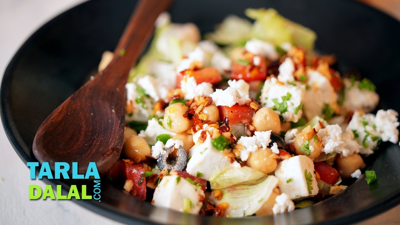 chickpea paneer salad | kabuli chana paneer vegetable salad | healthy Indian chickpeas salad