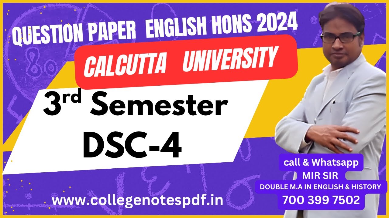 CU English Hons Sem-3  DSC-4 Question Paper 2024  & Analysis | Calcutta University  English Major