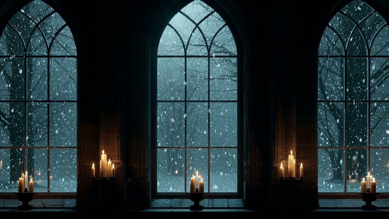 Silent Snowy Cabin Night ❄️ Soft Fireplace Crackling & Warm Light for Deep Sleep