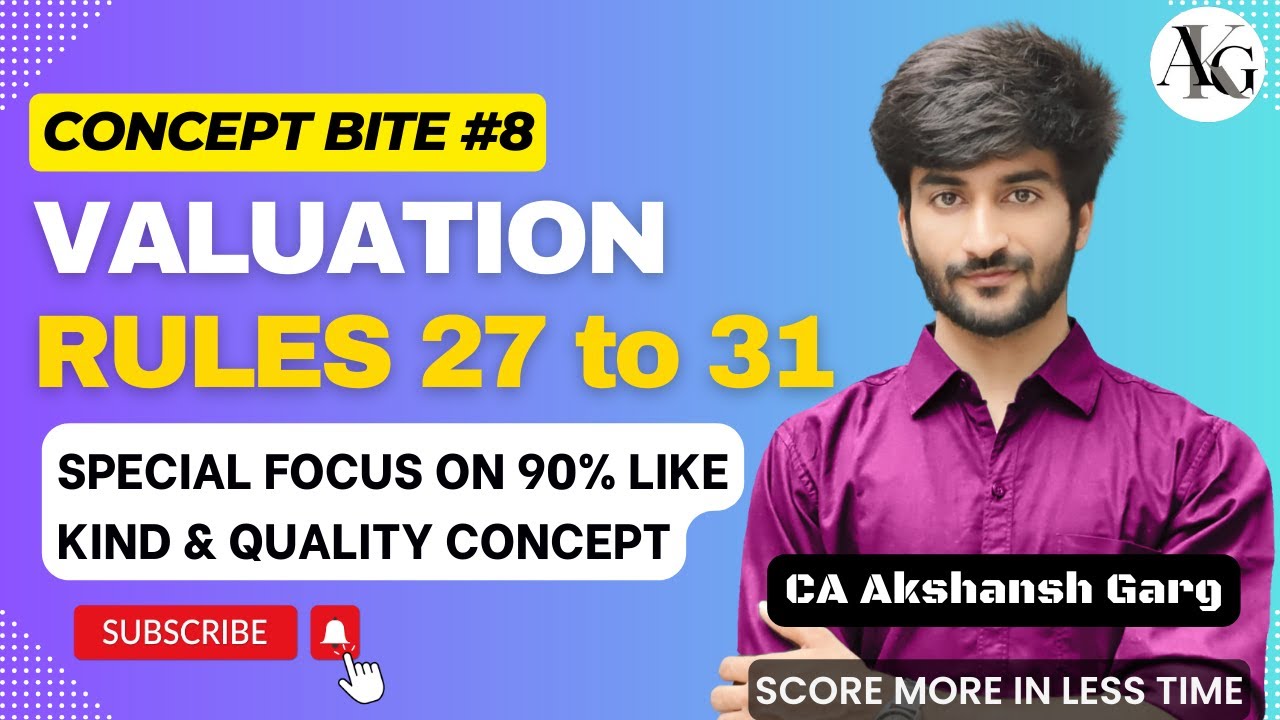 Concept Bite #8: Valuation Rules 27 to 31 | CA Final IDT May/Nov'24 | CA Akshansh Garg