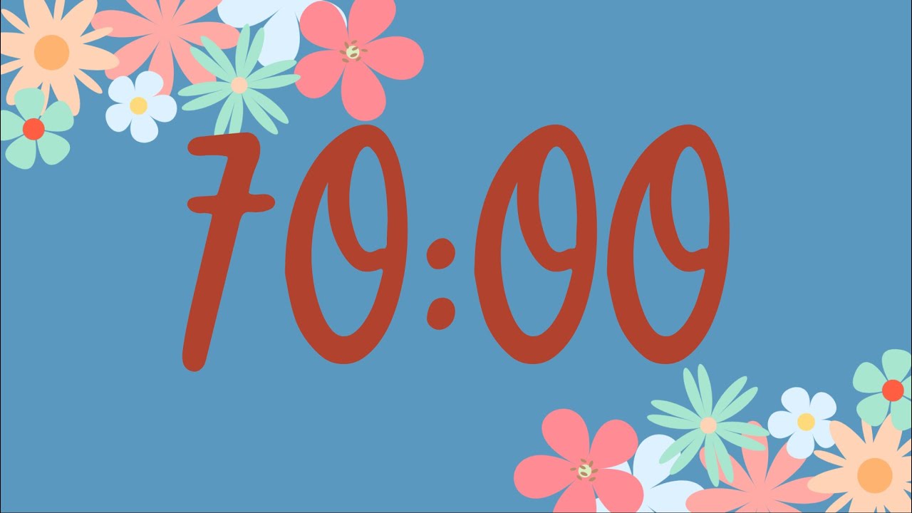 70 Minute Cute Spring Flower Classroom Timer (No Music, Fun Synth Alarm at End)
