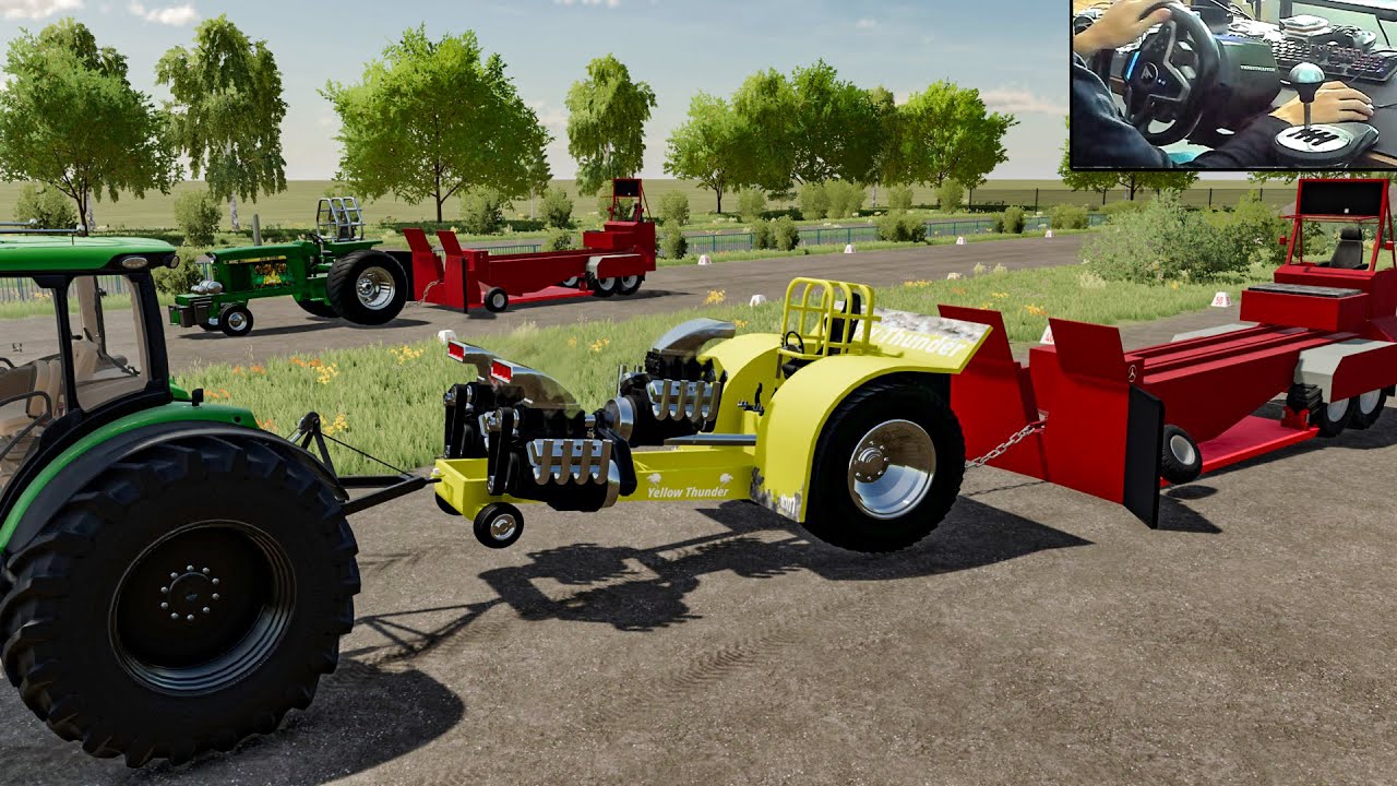 ТЯГА ТРАКТОРА с помощью гоночных тракторов в Farming Simulator 22 (геймплей Thrustmaster T248)