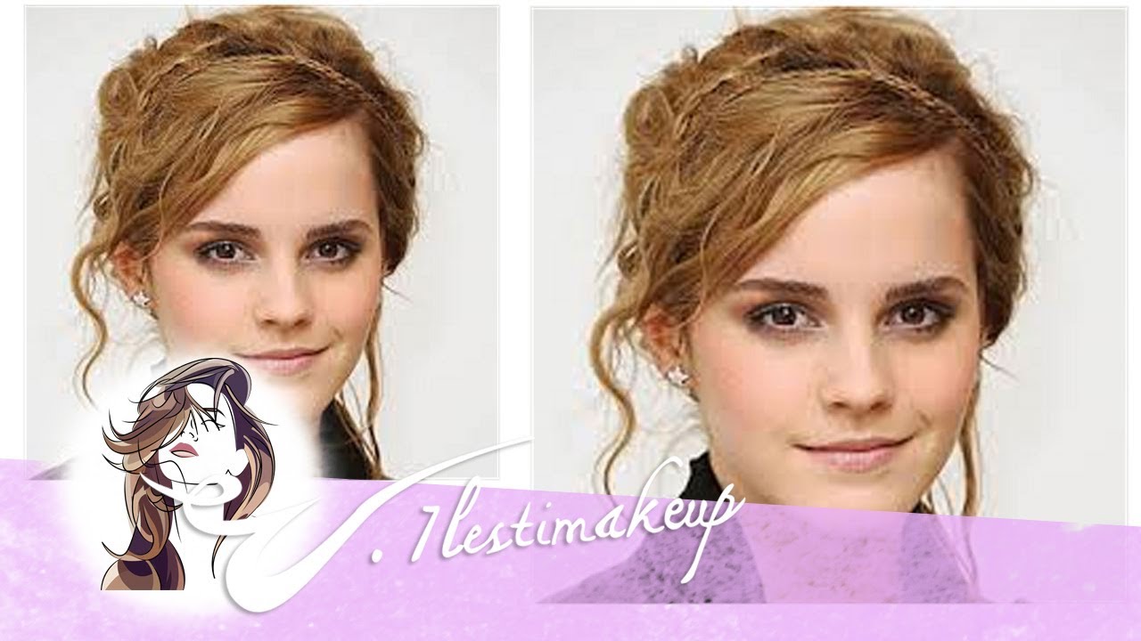 Recogido con ondas y trenza de Emma Watson