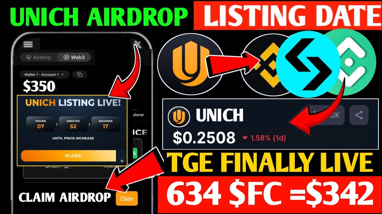 🔥Unich Token Distribution🤑Unich Airdrop New Update | Unich Airdrop Listing Date |Unich Login problem