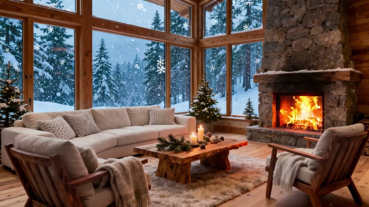 Зимняя фортепианная музыка у камина ❄️ Нежная фортепианная музыка и уютная атмосфера домика
