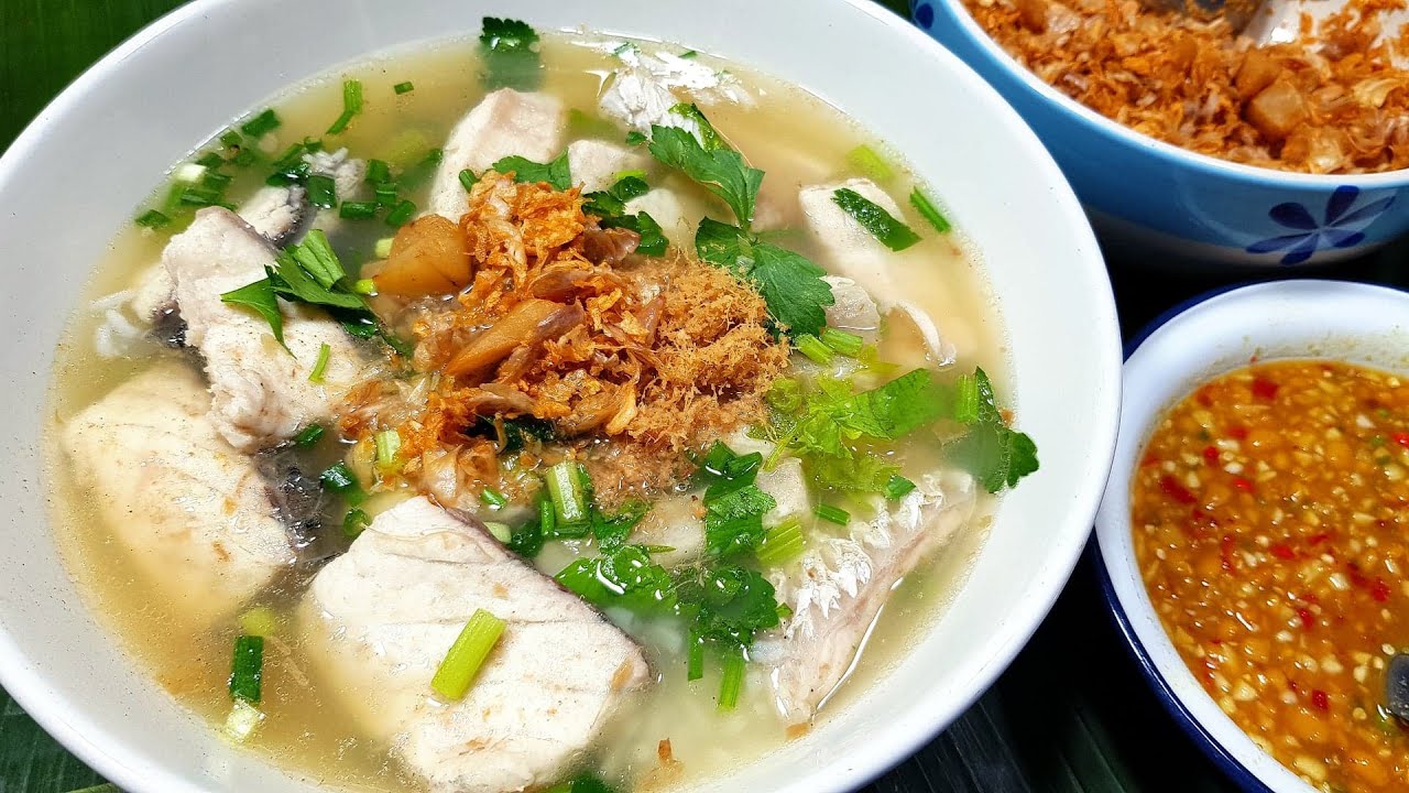 912 ข้าวต้มปลากะพง สูตรต้มน้ำซุปปลา น้ำจิ้มเต้าเจี้ยว Porridge with fish