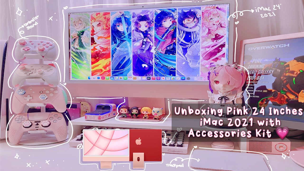 Unboxing Pink iMac 2021 with Accessories Kit | Pink Keyboard & Magic Trackpad 💗
