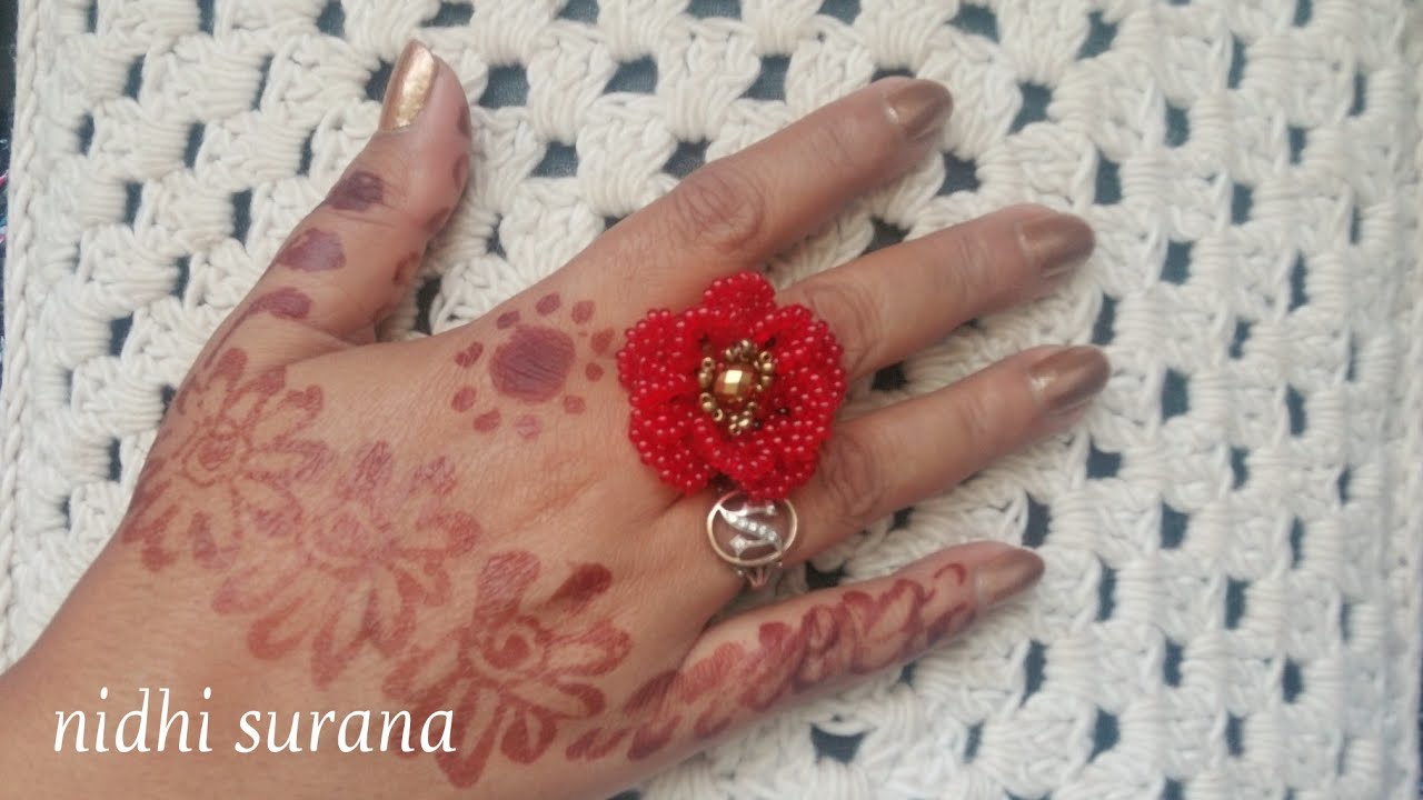🌹 Pretty Flower Ring || Anillo tutorial ||Beaded Ring (0217)