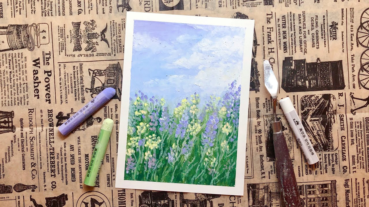 Flowers 花丛 Oil Pastel Painting 油画棒 | easy drawing step by step
