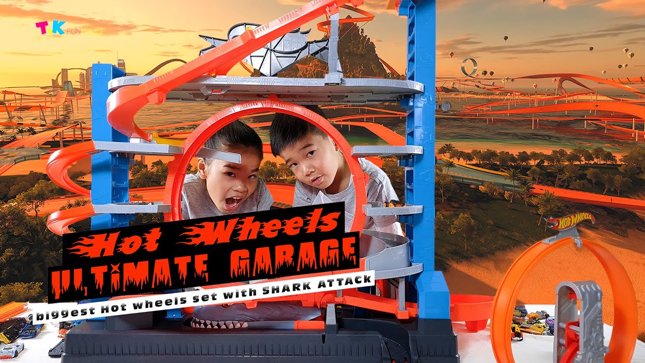 Tulip and Keanu Play with HotWheels Ultimate Garage Playset | Shark Attack!