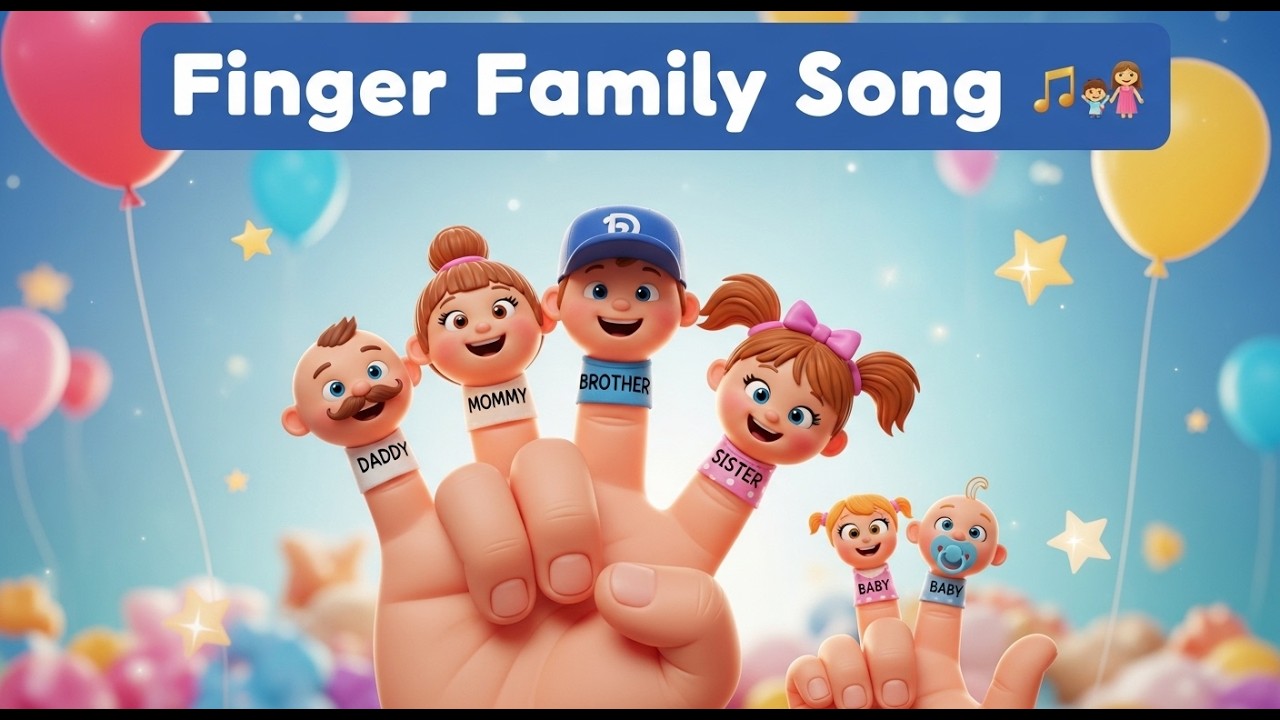 Finger Family Song 👨‍👩‍👧‍👦🎵 | Fun Baby & Toddler Nursery Rhyme for Sing Along, Play & Learn