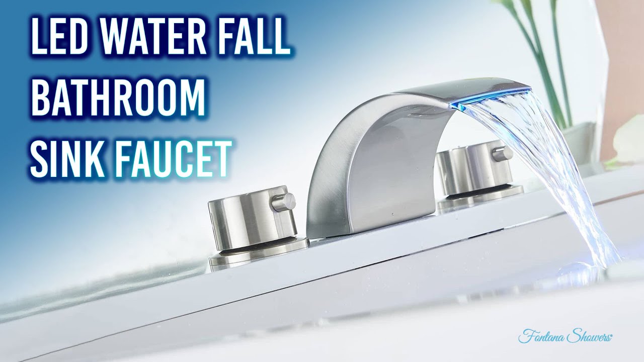 Fernie Deck Mount LED Water Fall Bathroom Sink Faucet