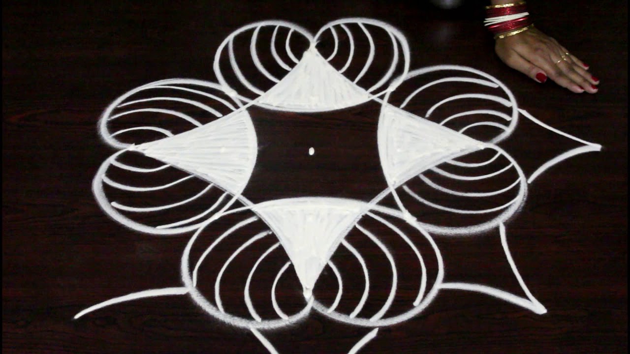 kolam designs with 5dots | how to draw easy & simple DIY rangoli Arts step by step | muggulu designs