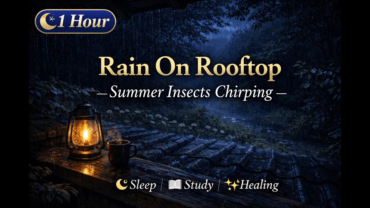Turn Off Your Thoughts—Rooftop Rain & Soft Summer Insects (1H)