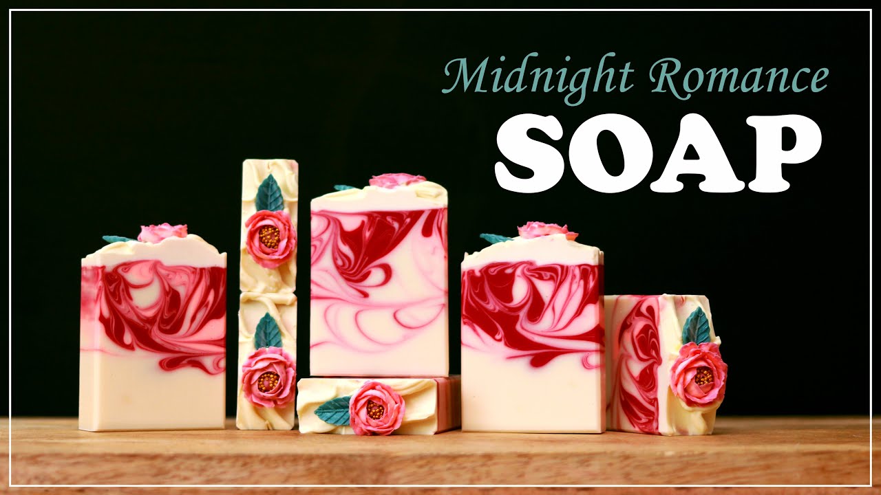 Midnight Romance Cold Process Soap Making- Piping Peonies with Jojoba Beads ~ Valentine's Day Gifts