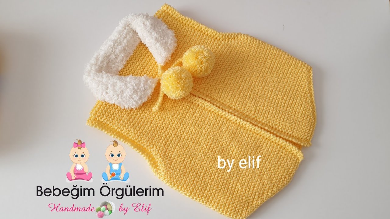 Peluş Yakalı Haroşa örgü Kolay Bebek Yeleği 
#crochet #kinitting #baby kids