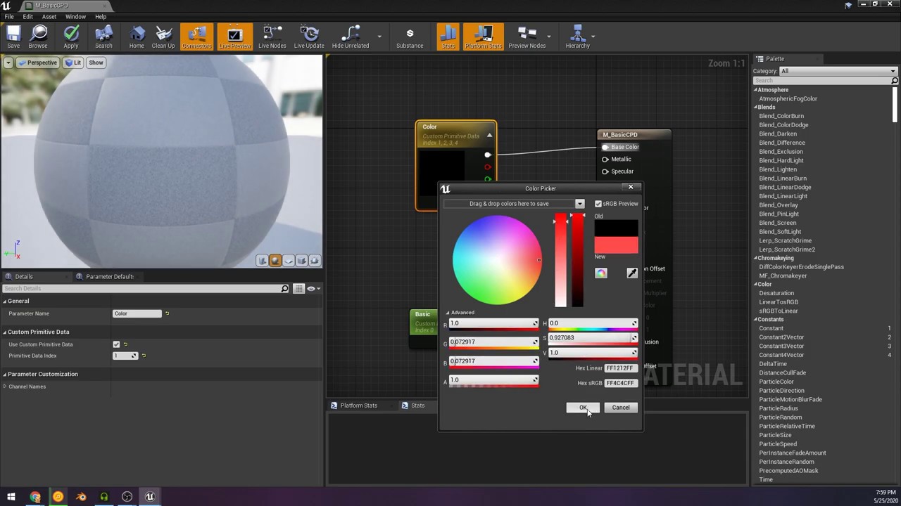 Custom Primitive Data Materials UE4 4.25