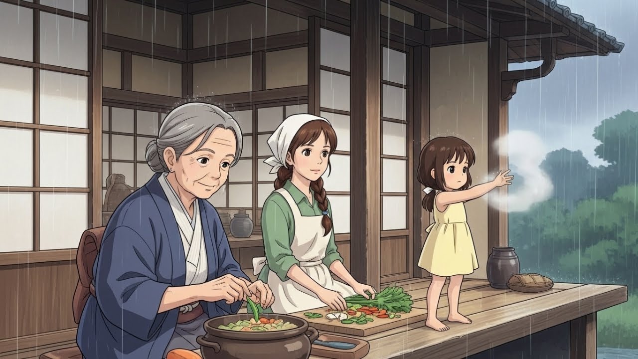Cozy Rainy Day Cooking 🍲 Summer Rain Ambience in a Countryside Kitchen | Ghibli Style ASMR