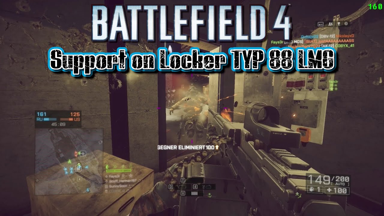 Support on Locker - TYP 88 LMG Gameplay Operation Locker Battlefield 4