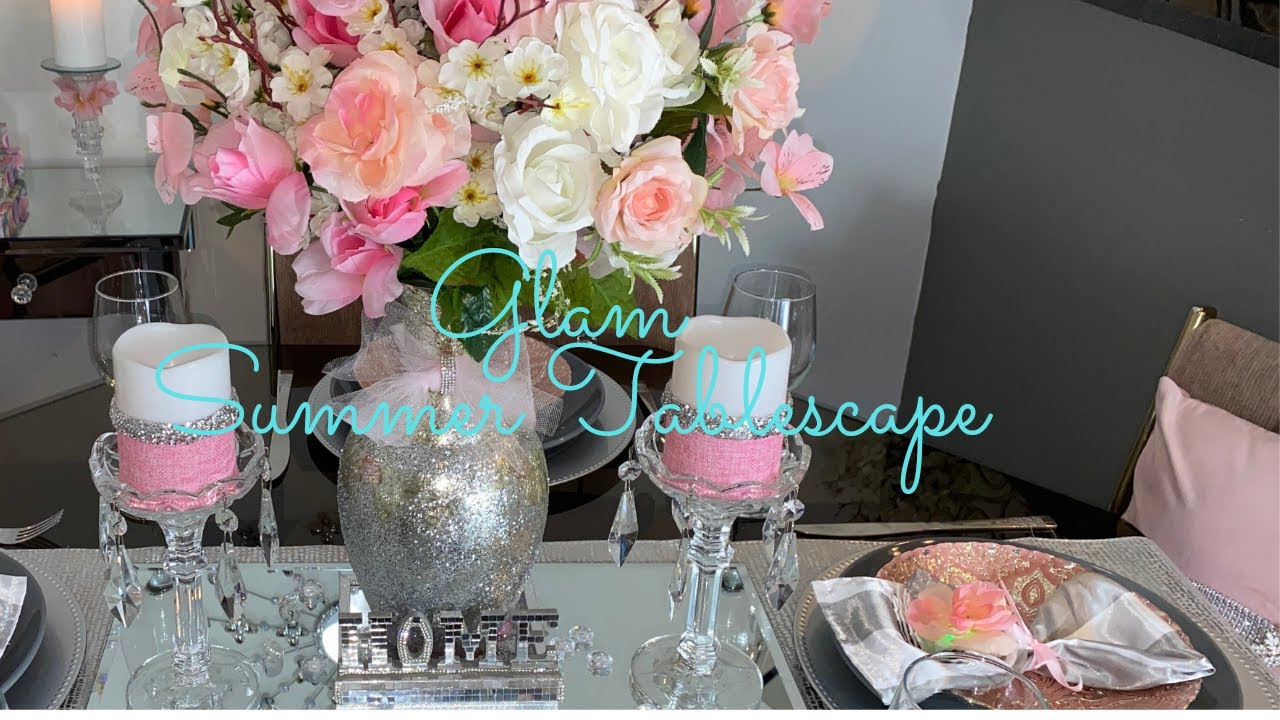 GLAM TABLESCAPE DECORATING IDEAS || Pink and Silver Tablescape  || Home Decor