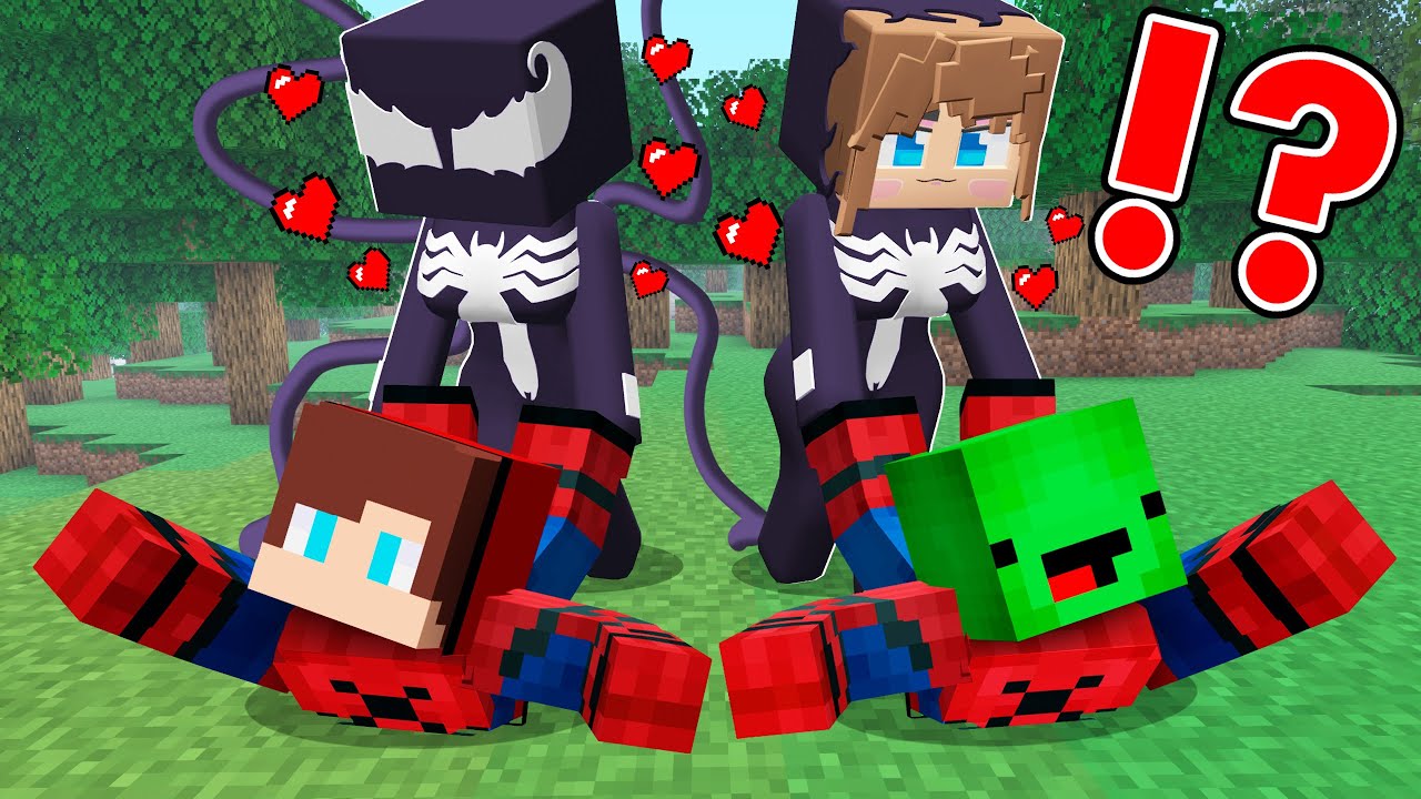 VENOM Girls TRAPPED for SPIDER MAN Mikey and SPIDER MAN JJ in Minecraft - Maizen