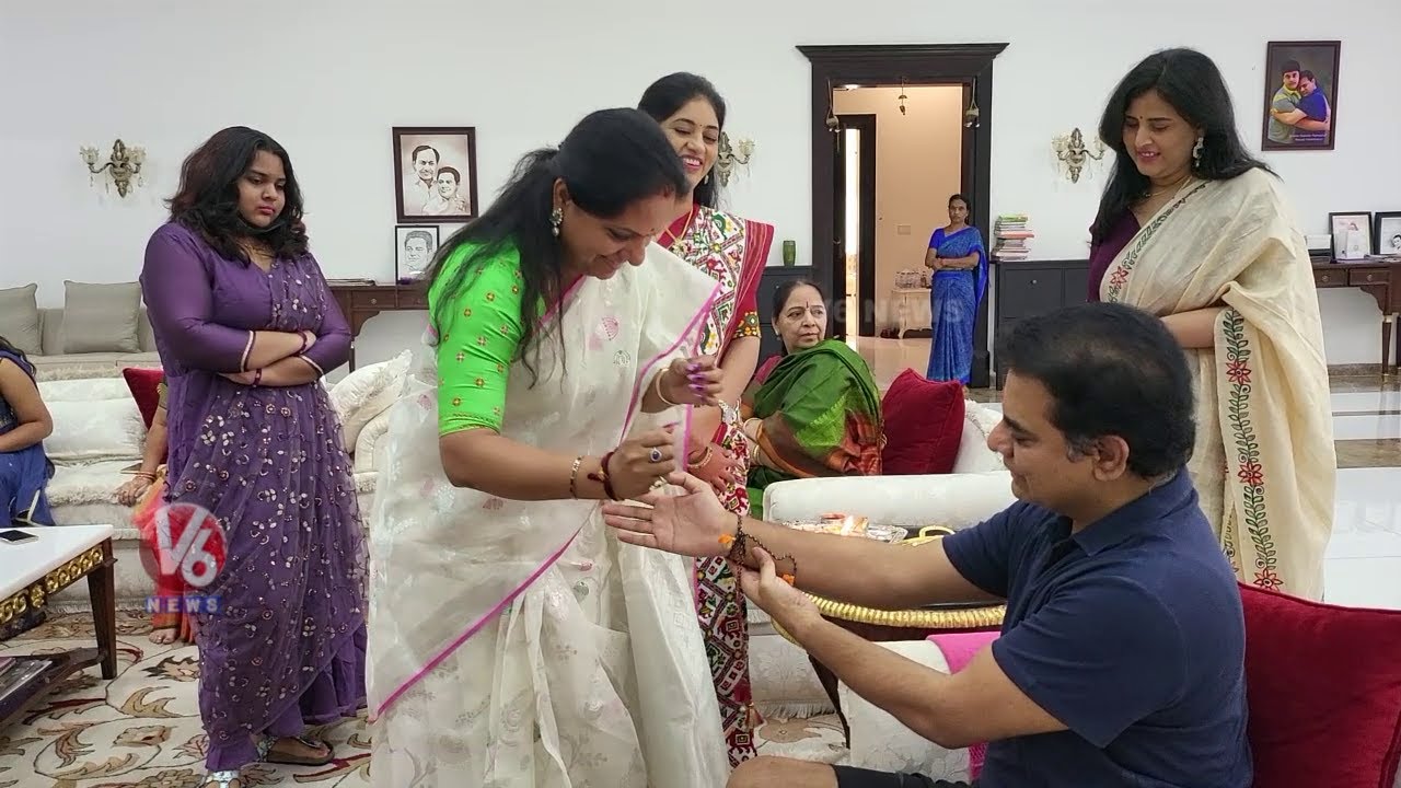 Kavitha Ties Rakhi To KTR | Raksha Bandhan 2022 | V6 News