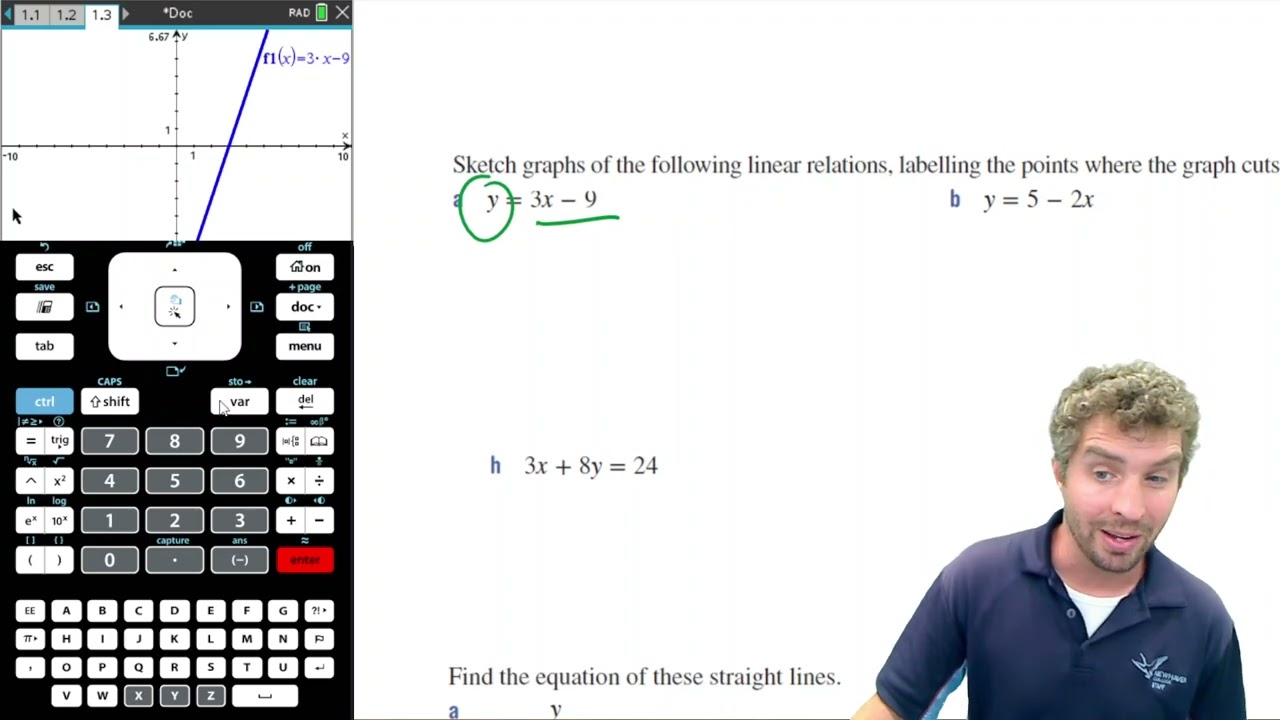Linear Relations Example Problems using TI CAS Calculator