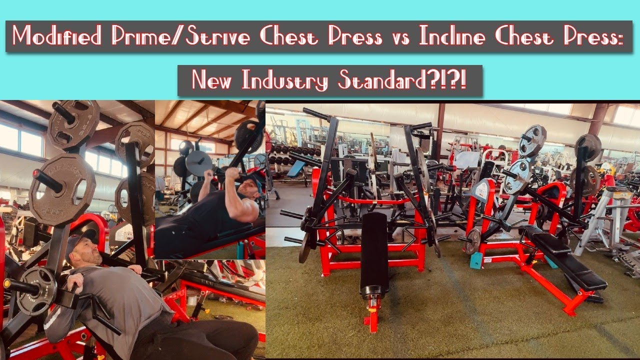 Модифицированный жим от груди с нагруженными дисками Prime/Strive против жима от груди с наклонно...