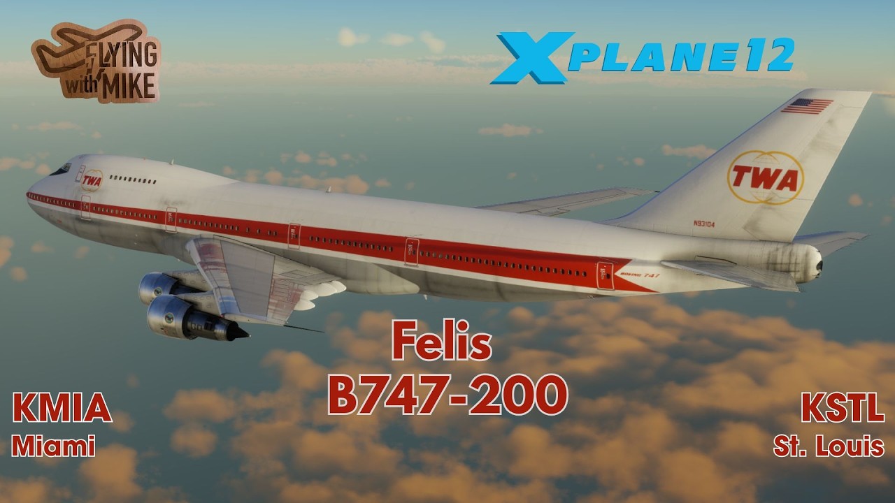 | KMIA Miami Int'l, FL to KSTL St. Louis Int'l, MO| Felis 747-200|