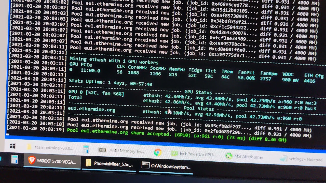 how to overclock msi airboost vega 56 for ethermine mining 43.4mh/s no bios mod teamredminer