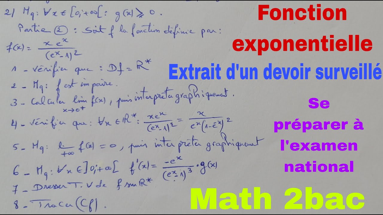 fonction exponentielle .....controle...math de 2bac pc