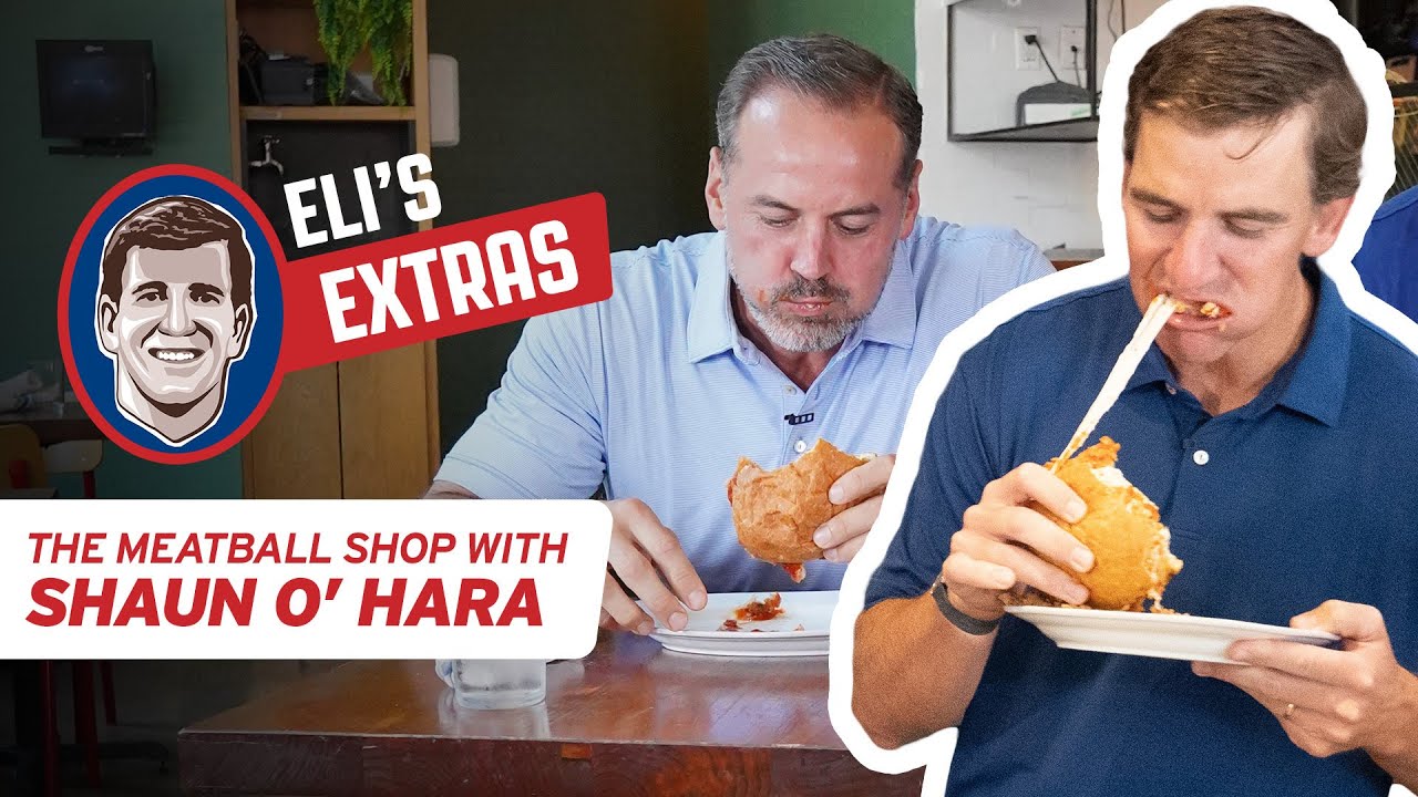 Eli Manning & Shaun O'Hara Sloppy Joe Eating Contest | Eli's Extras