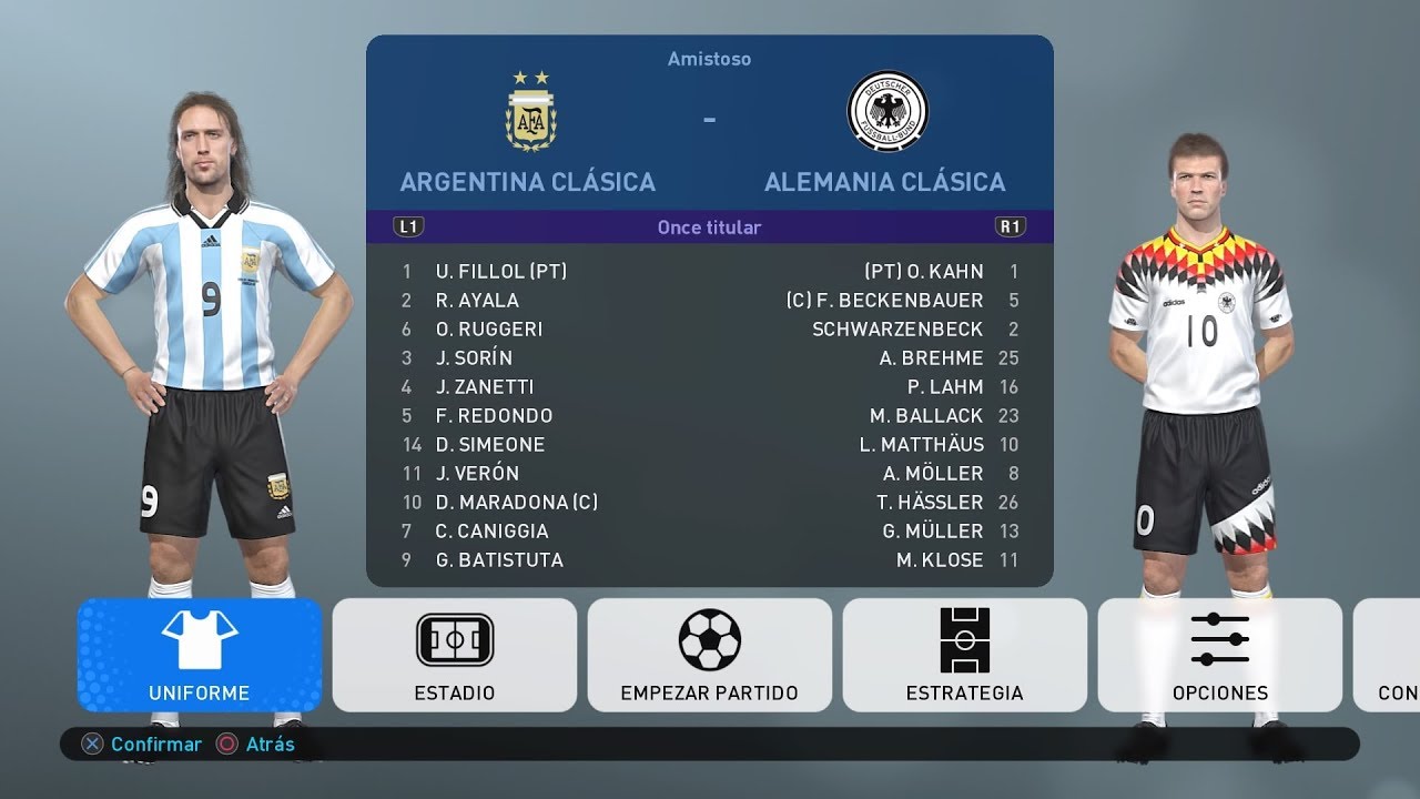Argentina Cl&aacute;sica y Alemania Cl&aacute;sica PES 2019 PS4 (Link Mega)